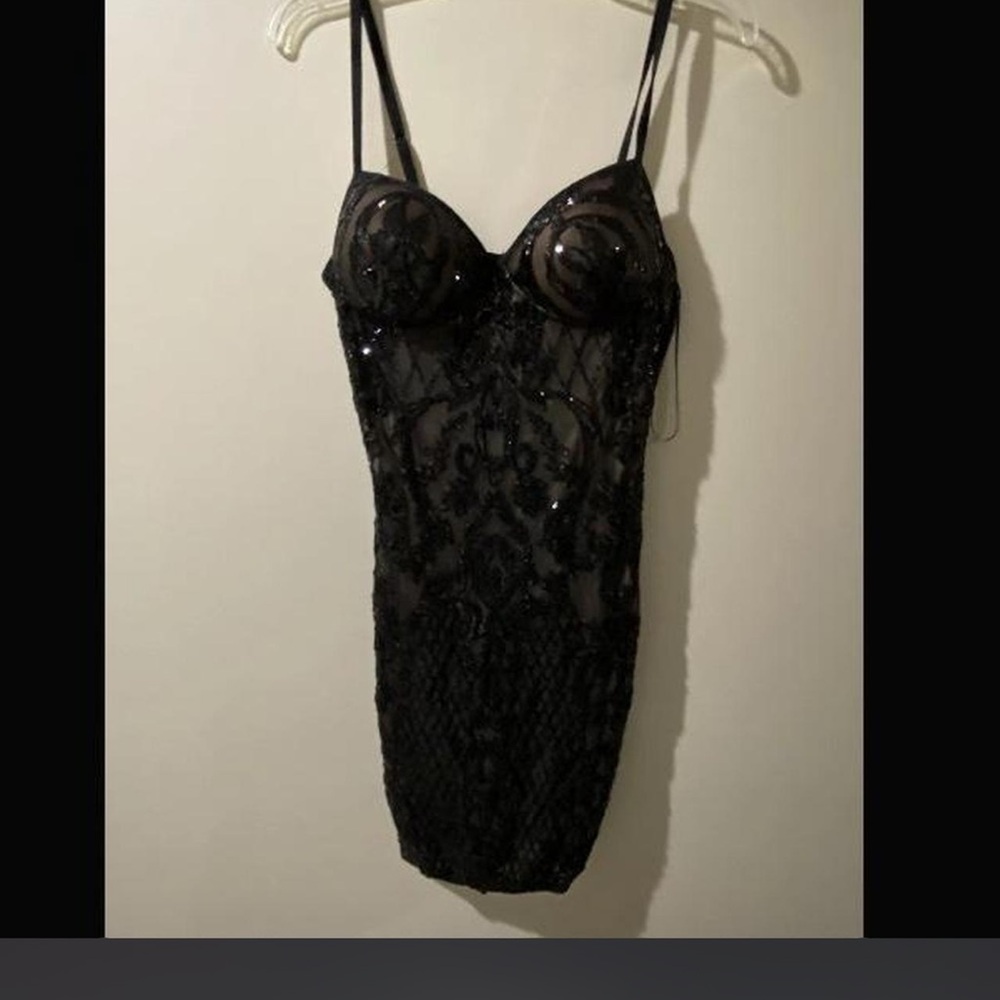 Haute Monde Black Sequin Lace Chemise